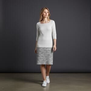 D. Exterior Mohair Cashmere Sweater Dress Cream and Black Knit Midi XS